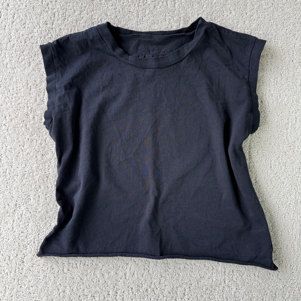 Frank & Eileen Aiden Muscle Tee Cropped Women XS Black Jersey